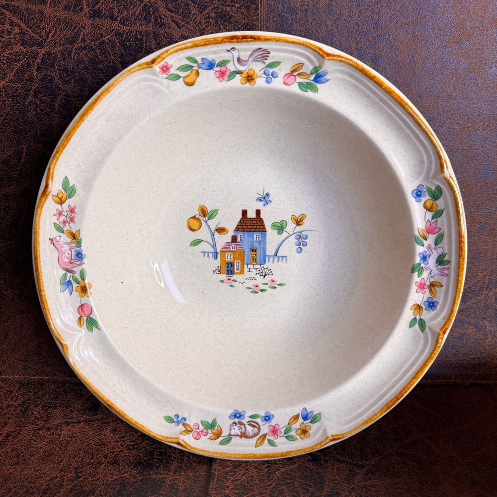 International Heartland 9”Vegetable Serving Bowls with Floral and House Set of 2 - Picture 3 of 5